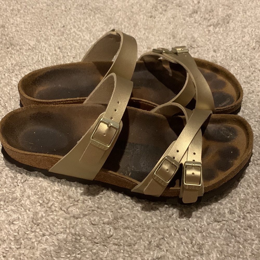 Gold Birkenstock Sandals